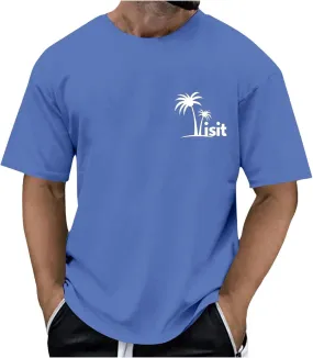 Big and Tall T-Shirts for Man Oversized Tropical Palm Print Tee Shirts Lightweight Quick Dry Summer Beach T Shirt