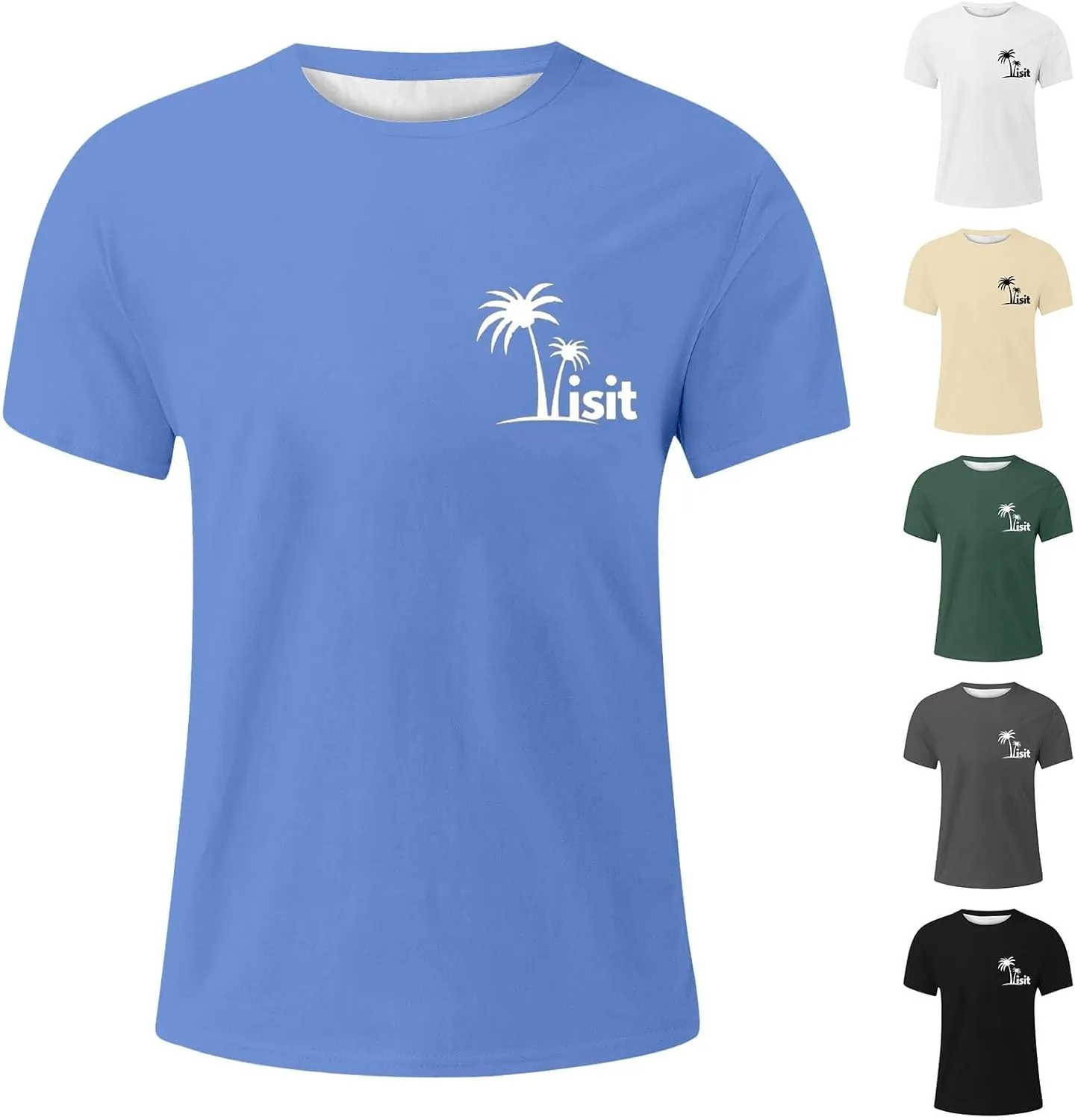 Big and Tall T-Shirts for Man Oversized Tropical Palm Print Tee Shirts Lightweight Quick Dry Summer Beach T Shirt