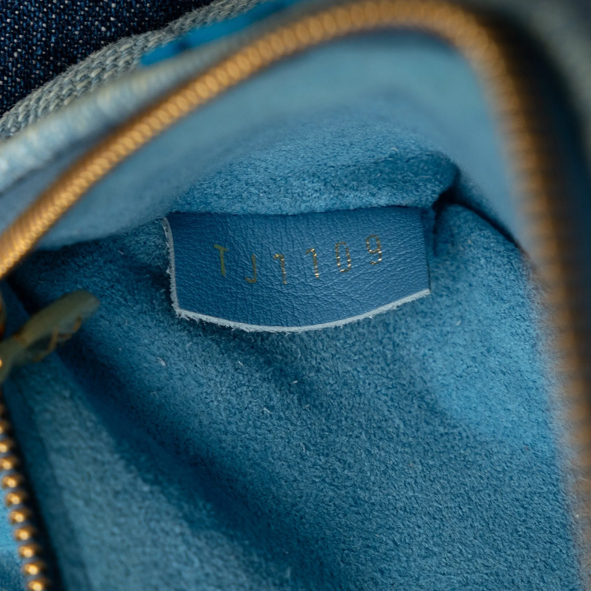 Blue Louis Vuitton Embroidered Monogram Denim New Wave Chain Pochette Crossbody Bag