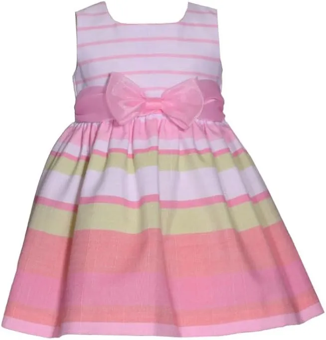 Bonnie Jean Girl's Easter Dress - Spring Striped Dress with Cardigan for Baby Toddler Little and Big Girls