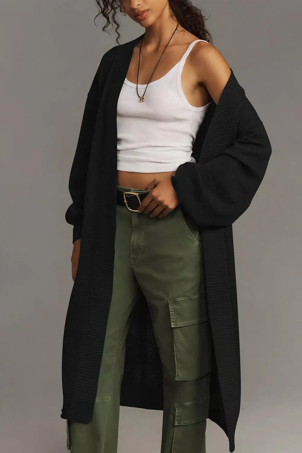 Cakulo Long Cardigan Sweaters for Women Fall Fashion 2024 Oversized Open Front Knit Pockets Cardigans Sweater Coat