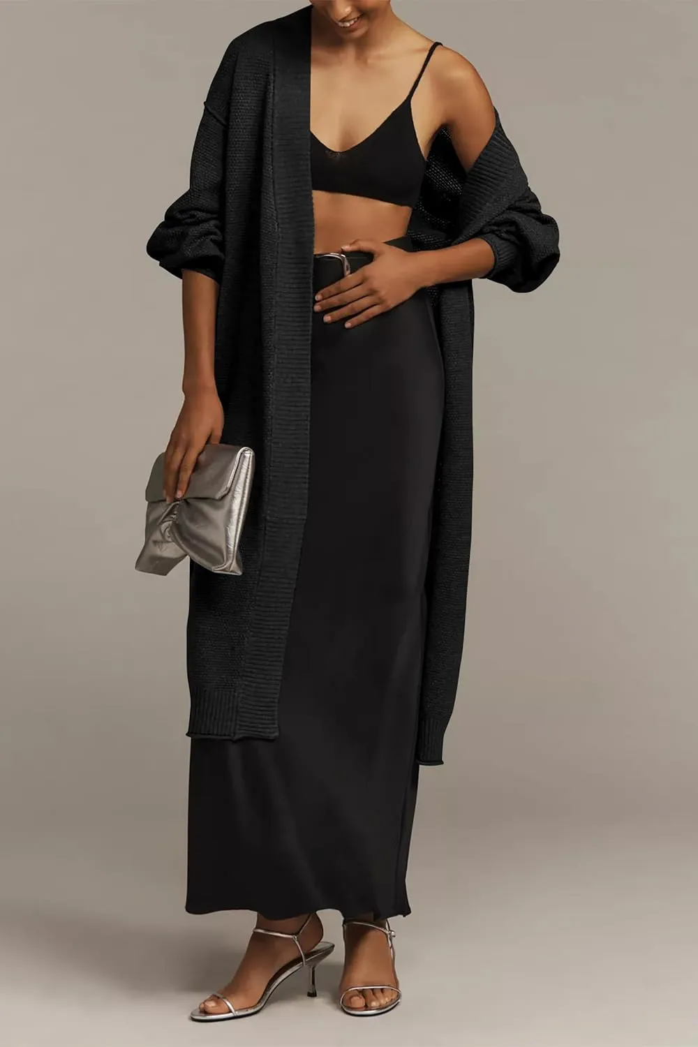 Cakulo Long Cardigan Sweaters for Women Fall Fashion 2024 Oversized Open Front Knit Pockets Cardigans Sweater Coat