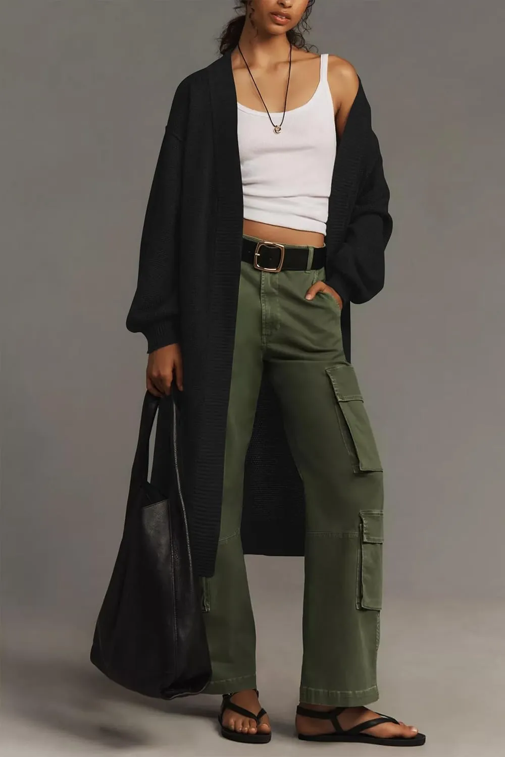 Cakulo Long Cardigan Sweaters for Women Fall Fashion 2024 Oversized Open Front Knit Pockets Cardigans Sweater Coat