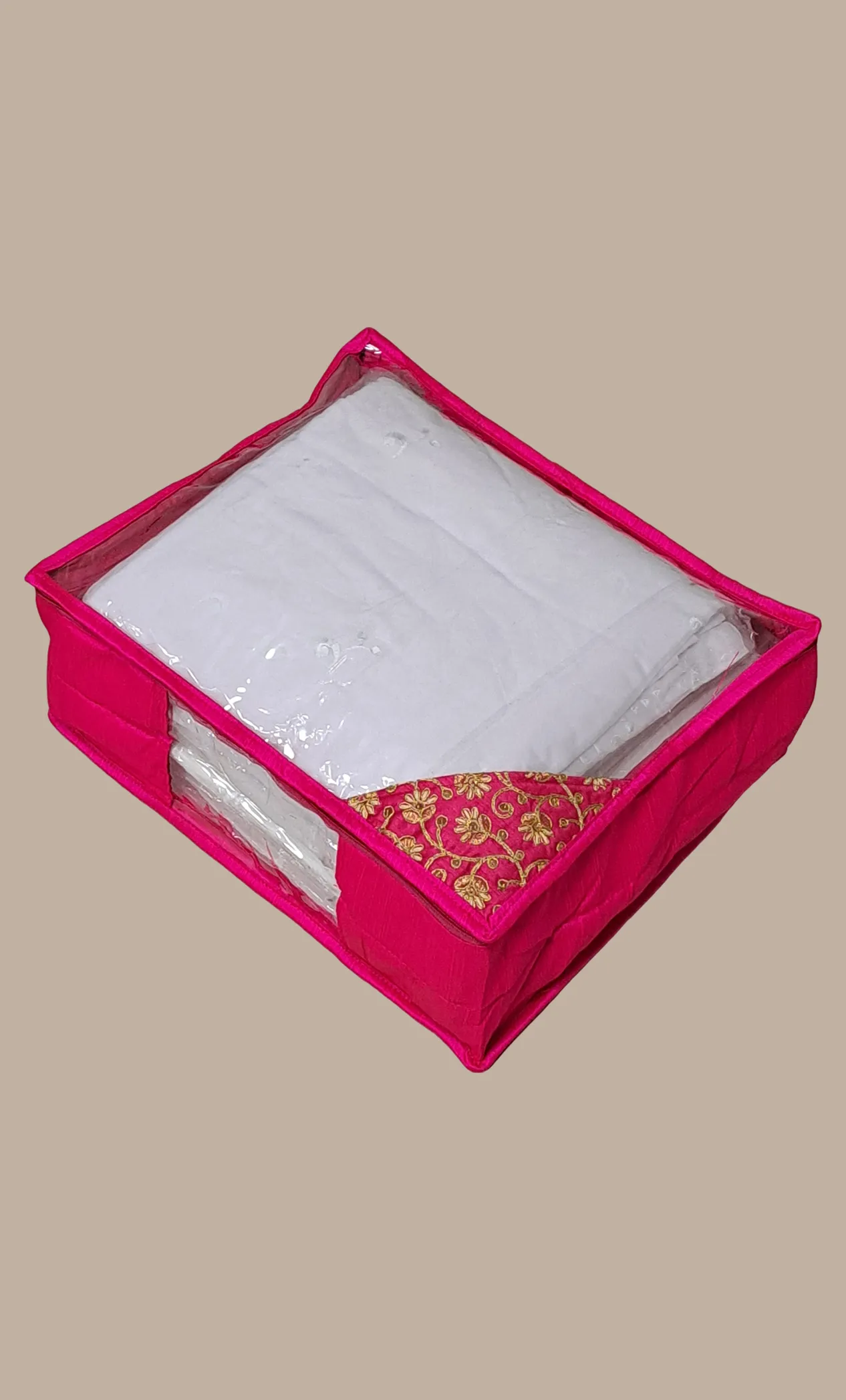Cerise Embroidered Sari Cover