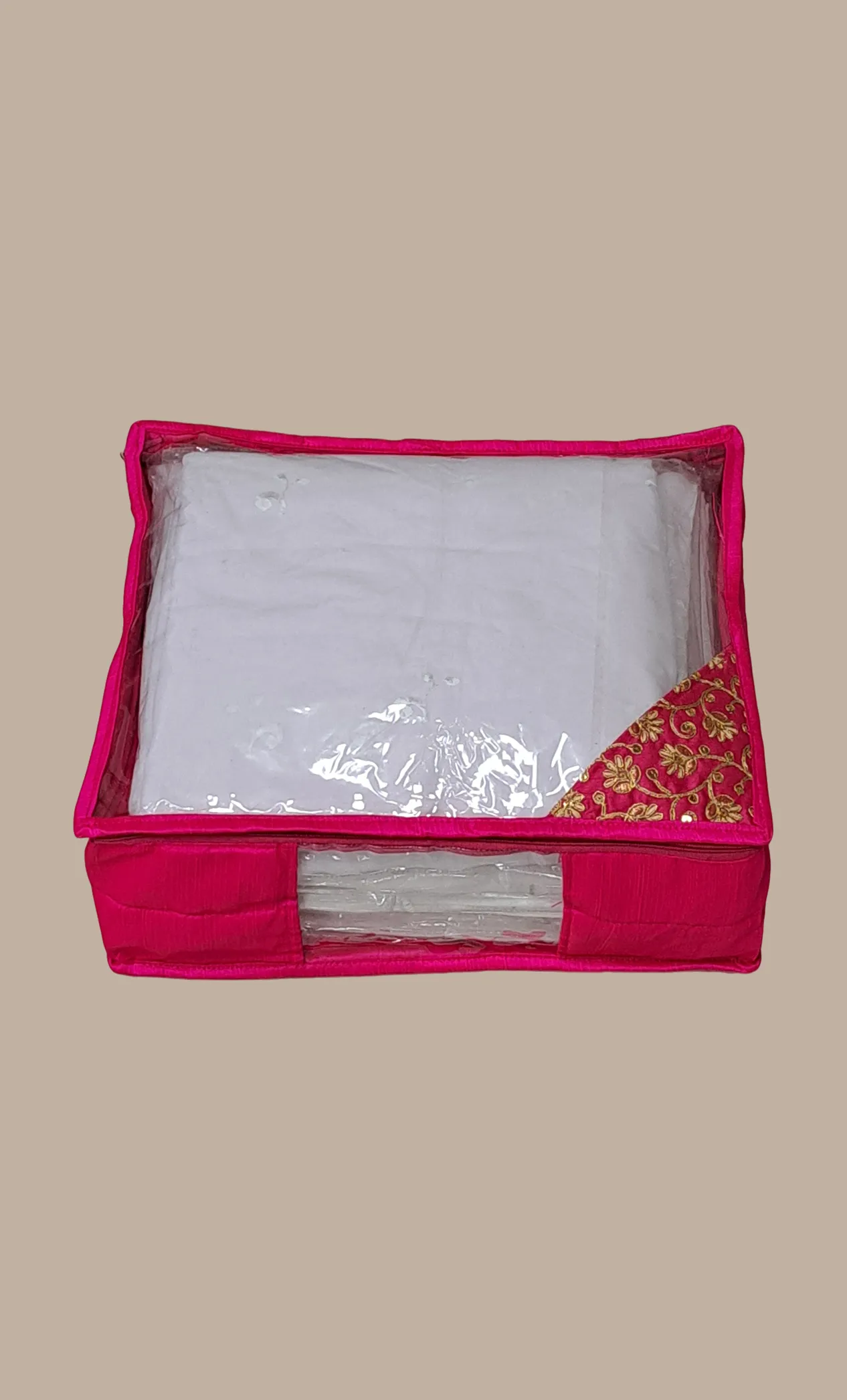 Cerise Embroidered Sari Cover