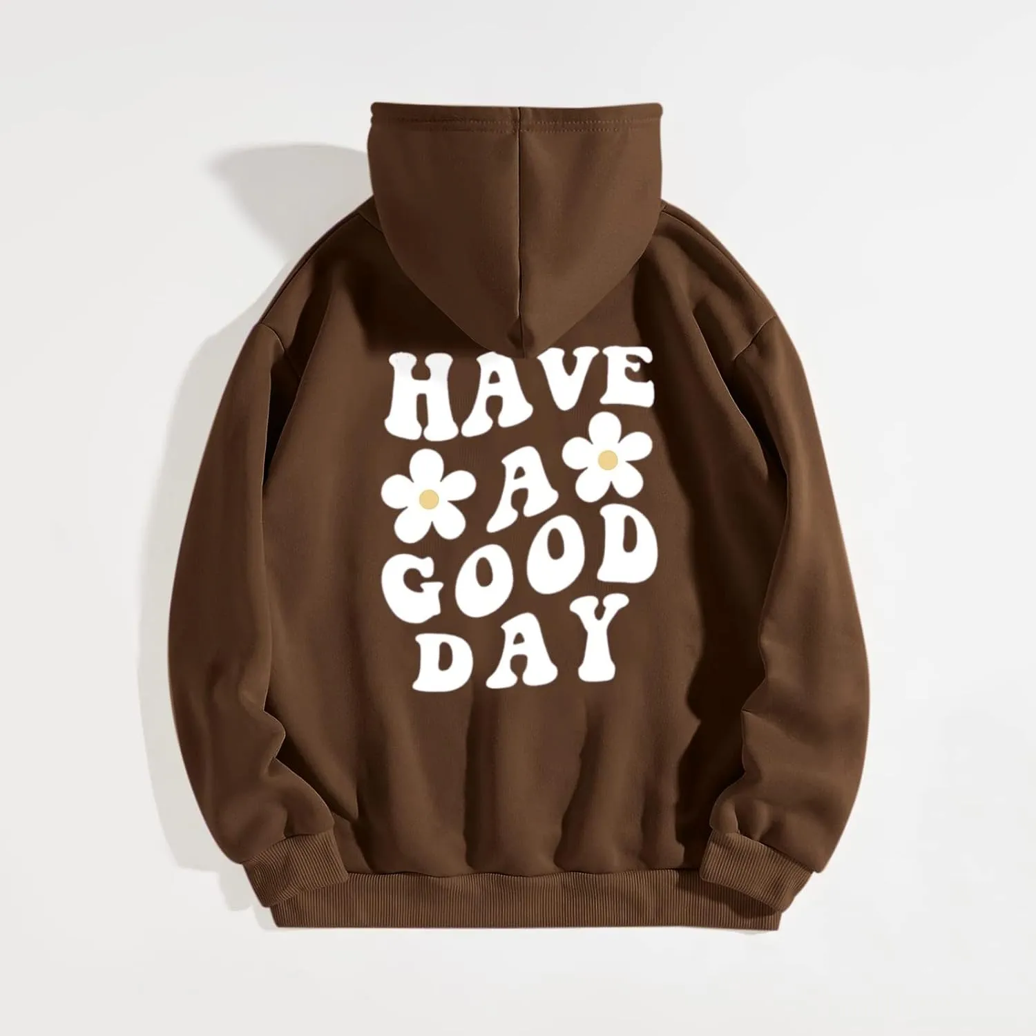 Cute Hoodies for Teen Girls Aesthetic Clothes Letters Graphic Pullover Sweatshirt Drop Shoulder Drawstring Hoodie