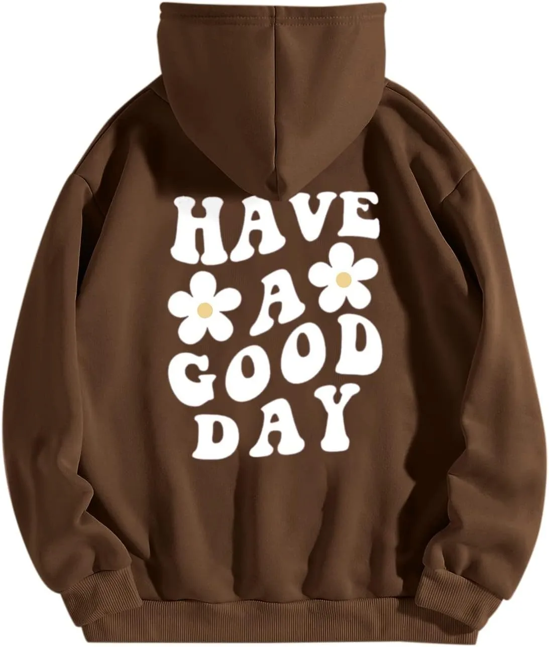 Cute Hoodies for Teen Girls Aesthetic Clothes Letters Graphic Pullover Sweatshirt Drop Shoulder Drawstring Hoodie