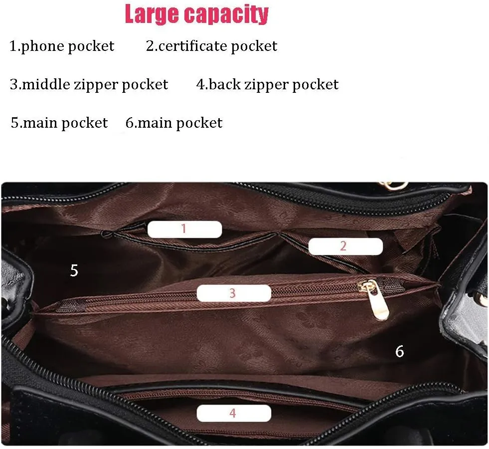 ELDA Purses and Handbags for Women Embroidery Top Handle Satchel Fashion Ladies Shoulder Bag Tote Purse Messenger Bags