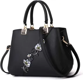 ELDA Purses and Handbags for Women Embroidery Top Handle Satchel Fashion Ladies Shoulder Bag Tote Purse Messenger Bags