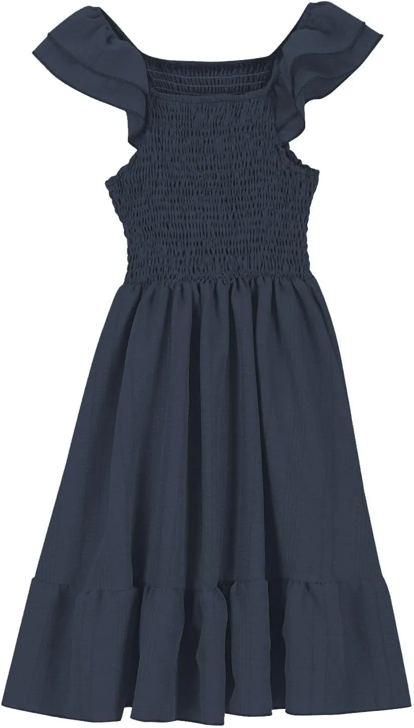 Girls Summer Dresses Cute Ruffle Sleeve Smocked Flowy Kids Spring Dress Party Sundresses 3-12 Years