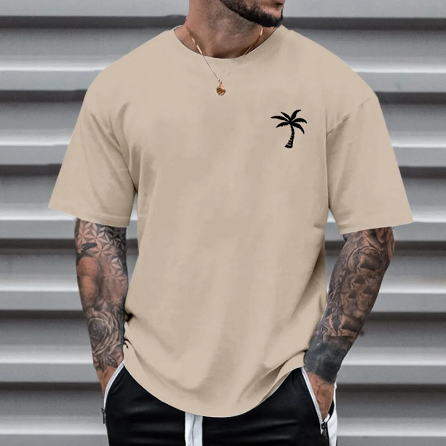 Hawaiian Shirt for Men Crewneck Short Sleeve Tropical Print Streetwear Tops Casual Loose Summer Beach Holiday Basic Tees 2025