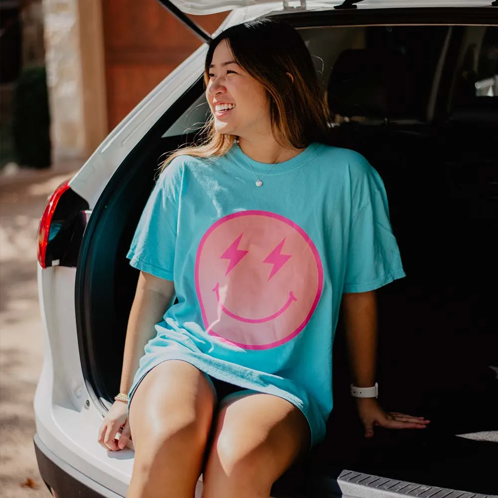 Lightning Happy Face Screen Print Wholesale Shirt