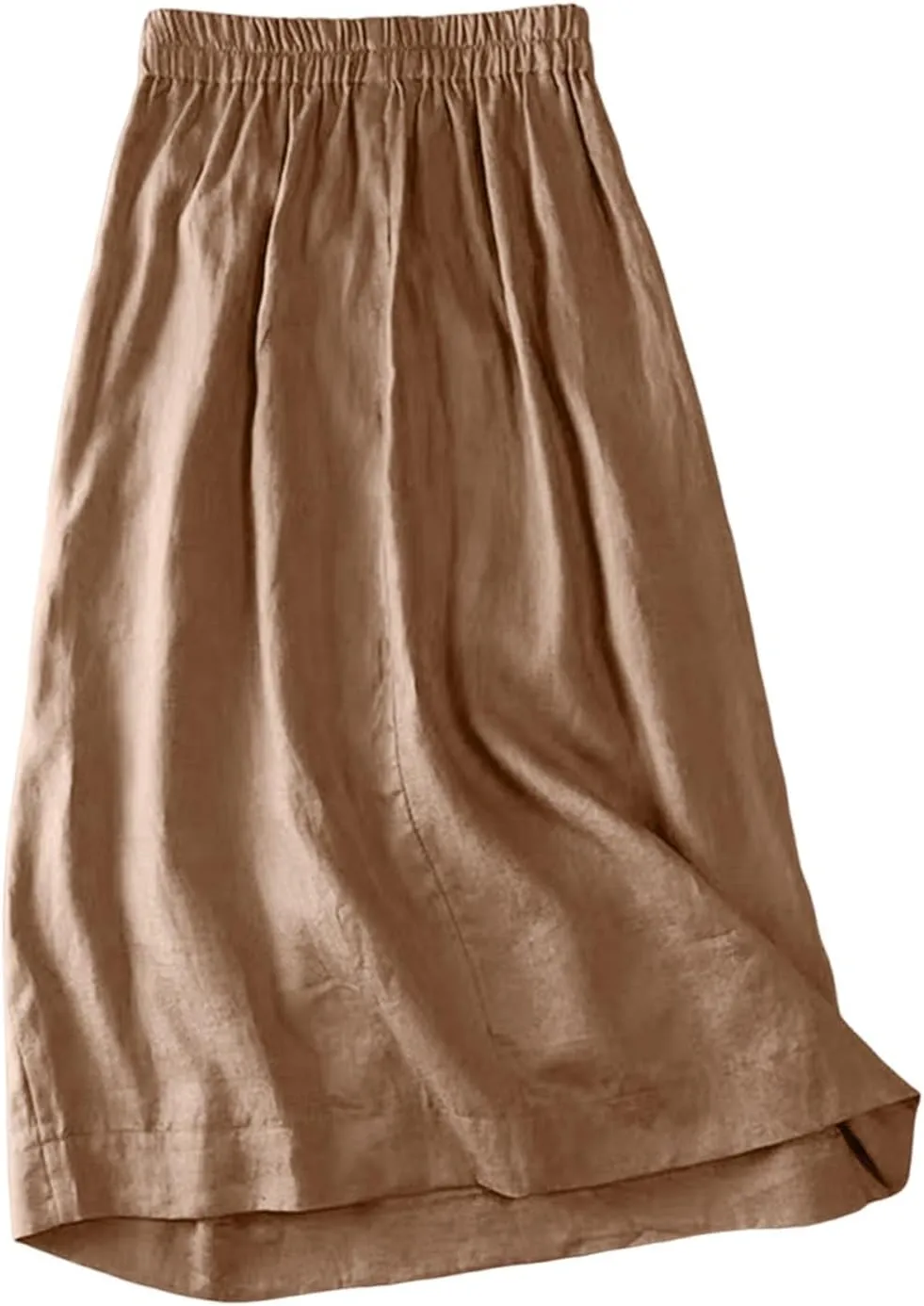 Linen Midi Skirt Womens Skirts 2025 Beach High Waisted Midi Skirt with Pockets Button Flowy A Line Boho Summer Skirts