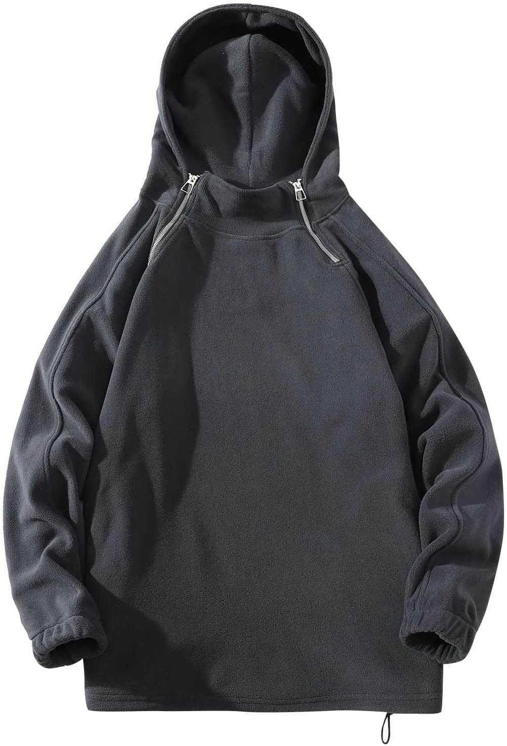 Mens Long Sleeve Shirt Straight Tube Loose Hooded Polar Wool Pullover Sweater Hip Hop Zipper Couple Fuzzy Hoodies