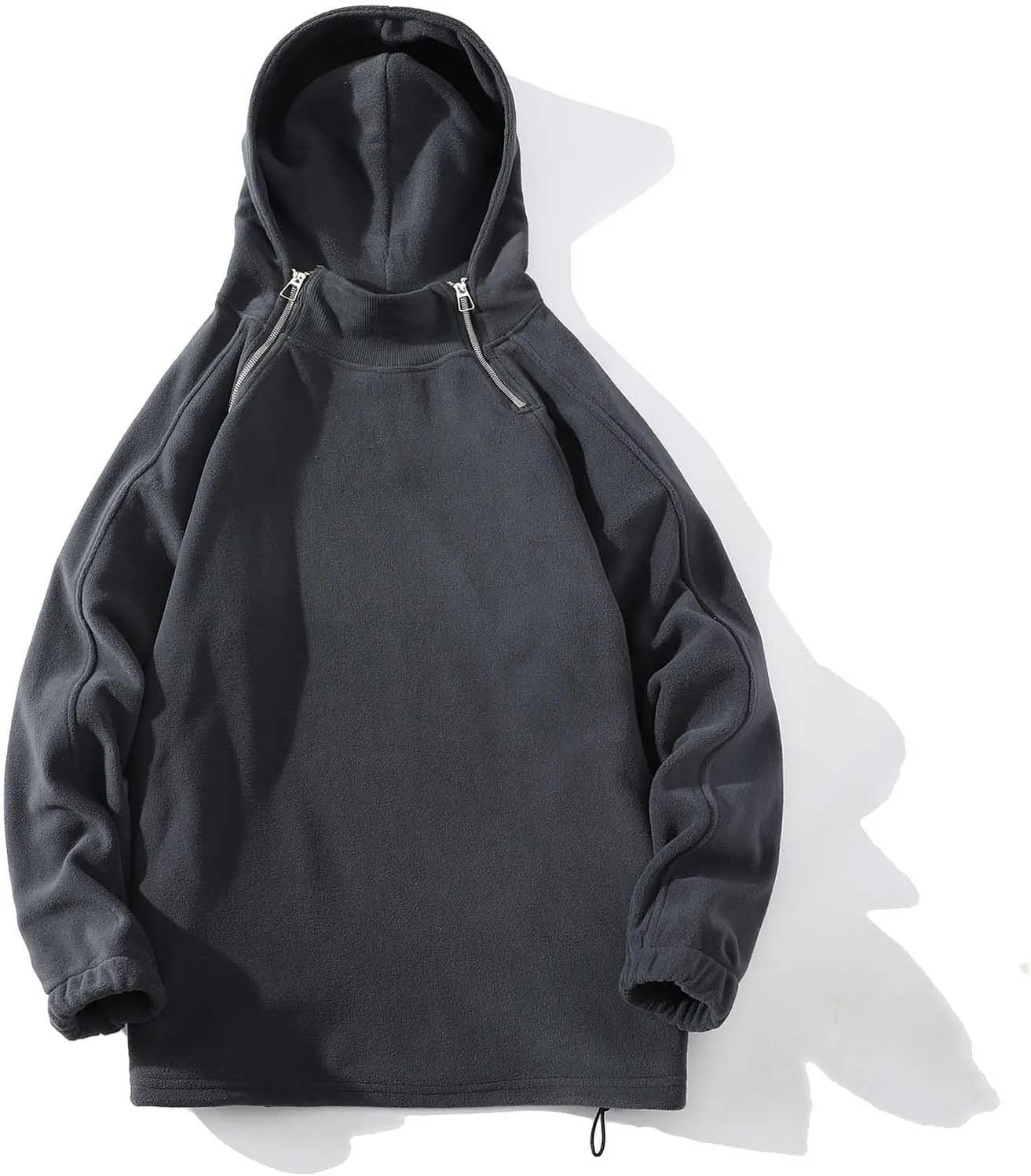 Mens Long Sleeve Shirt Straight Tube Loose Hooded Polar Wool Pullover Sweater Hip Hop Zipper Couple Fuzzy Hoodies