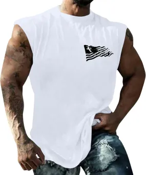 Men's Workout Tank Tops Trendy USA Flag Patriotic Print Sleeveless Shirts Athletic Quick Dry Fitness Sport Undershirts