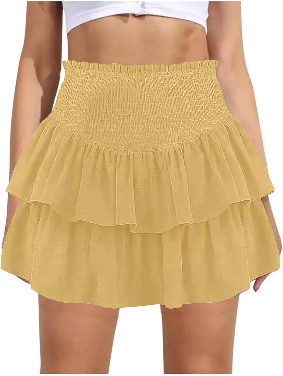 Mini Skirt for Women Fashion Stylish Ruffle Hem High Waist Tummy Control Trendy Y2K Hot Skirts for Summer Clubwear
