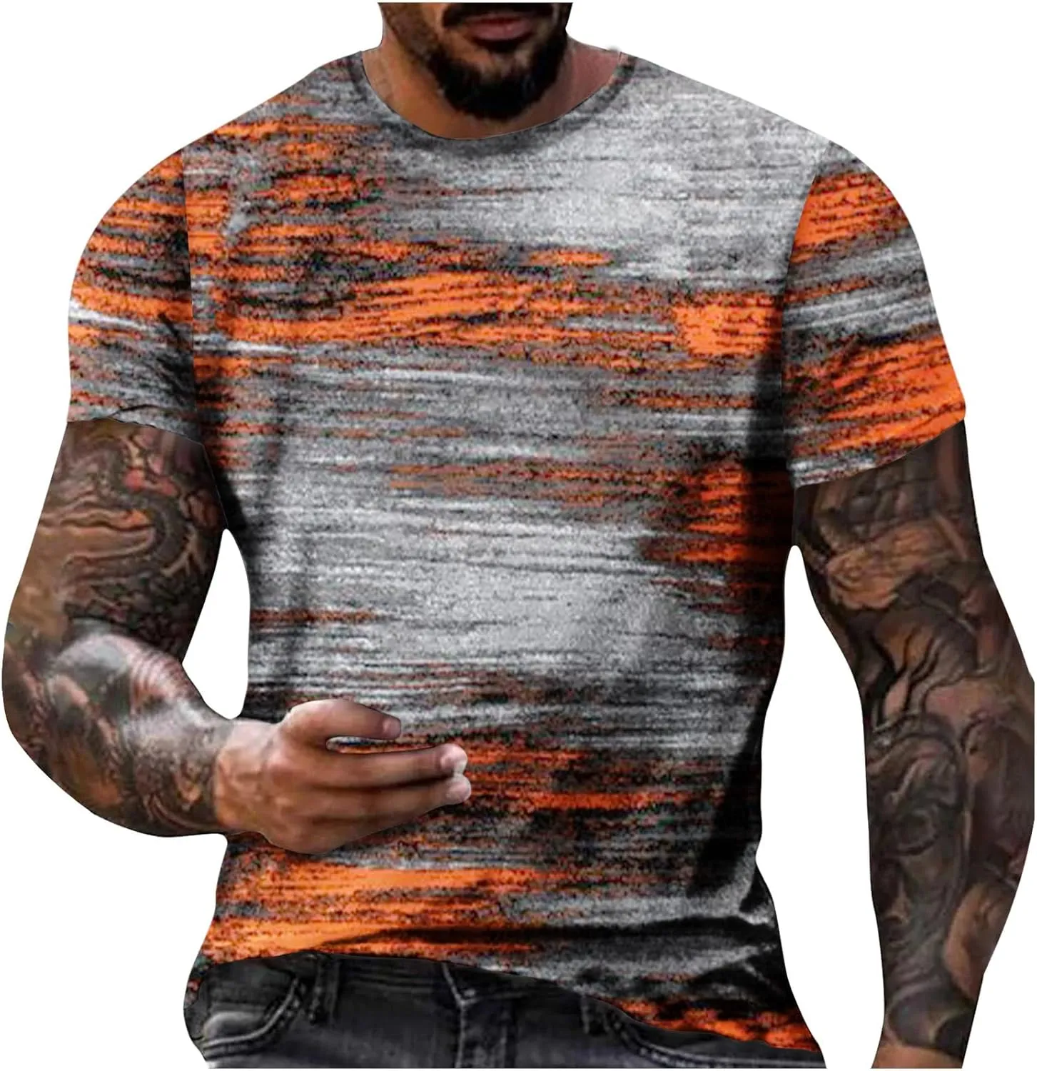 Muscularfit Mens Shirts Short Sleeve Casual Crewneck Pullover Tops Summer Print Gym Workout Tee Tops Fashion Outfits 2024