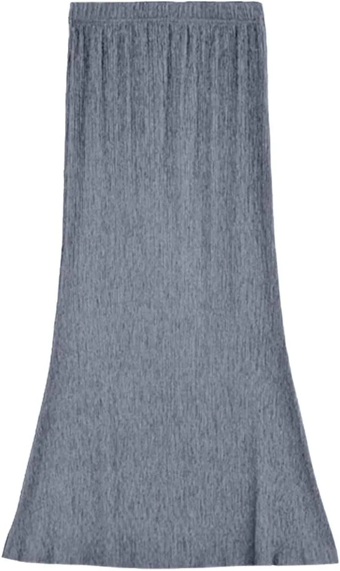 Oplxuo Long Skirts for Women Elastic High Waisted Skirt Solid Color Summer Vacation Casual Maxi Skirts