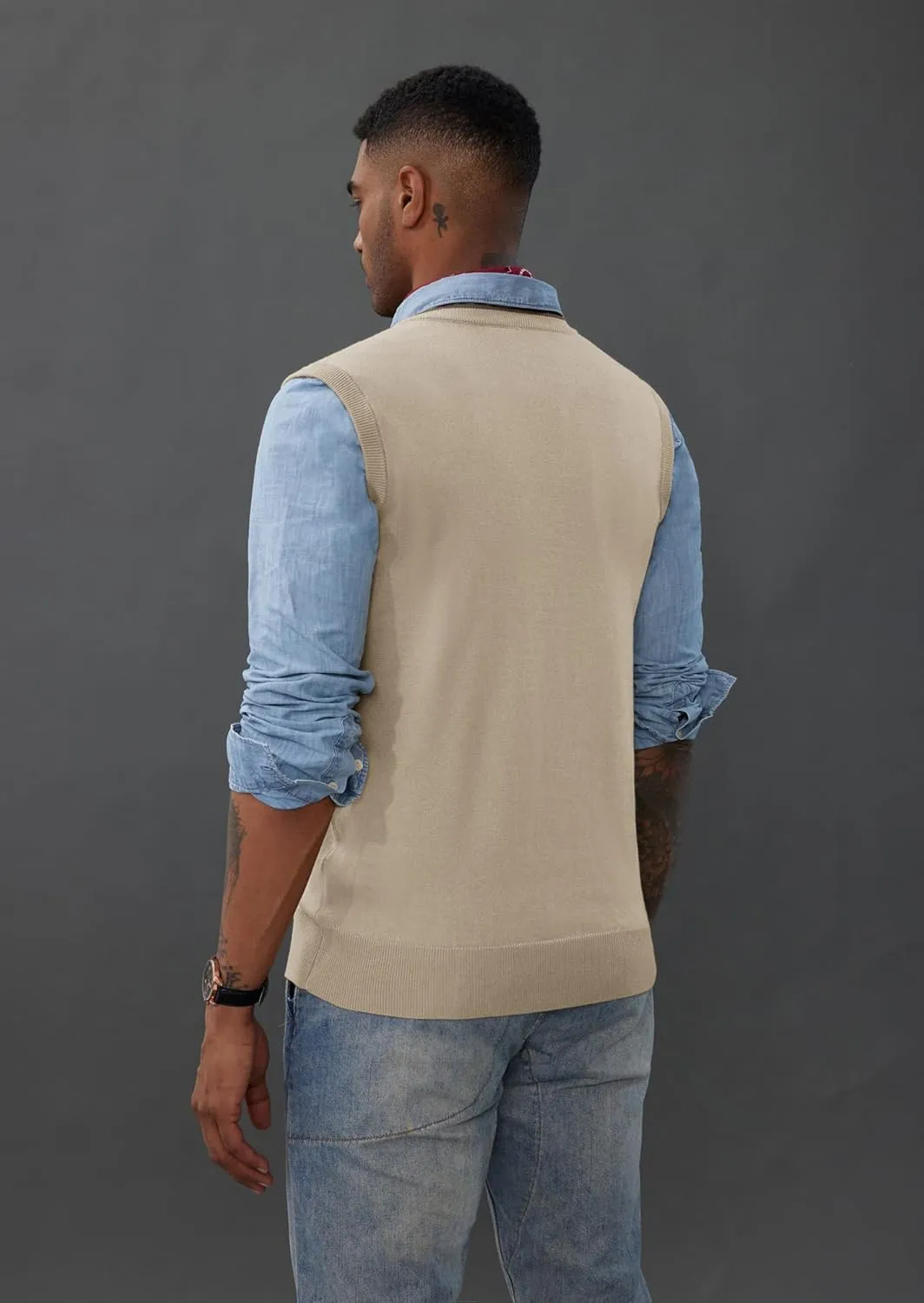 PJ PAUL JONES Mens Sweater Vest Wool Blended Knitted Vest Sweaters V-Neck Sleeveless Pullover Vests
