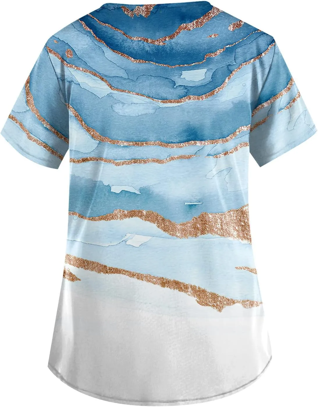 Segaven Womens Scrub Tops Trendy Print V Neck Nursing Tops Casual Short Sleeve Working Uniform With Pockets
