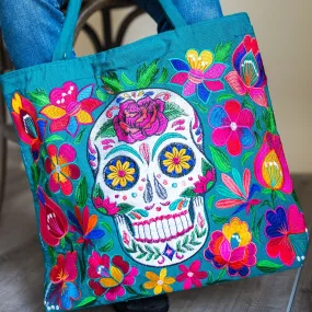 Skeleton Embroidered Tote Bag