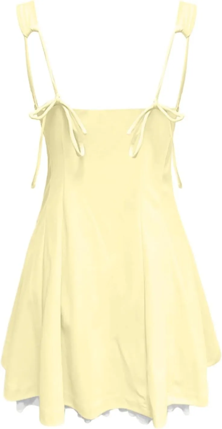 Sundresses for Teen Girls Comfy Summer Backless Adjustable Spaghetti Straps A Line Linen Mini Dress Homecoming Sun Dress