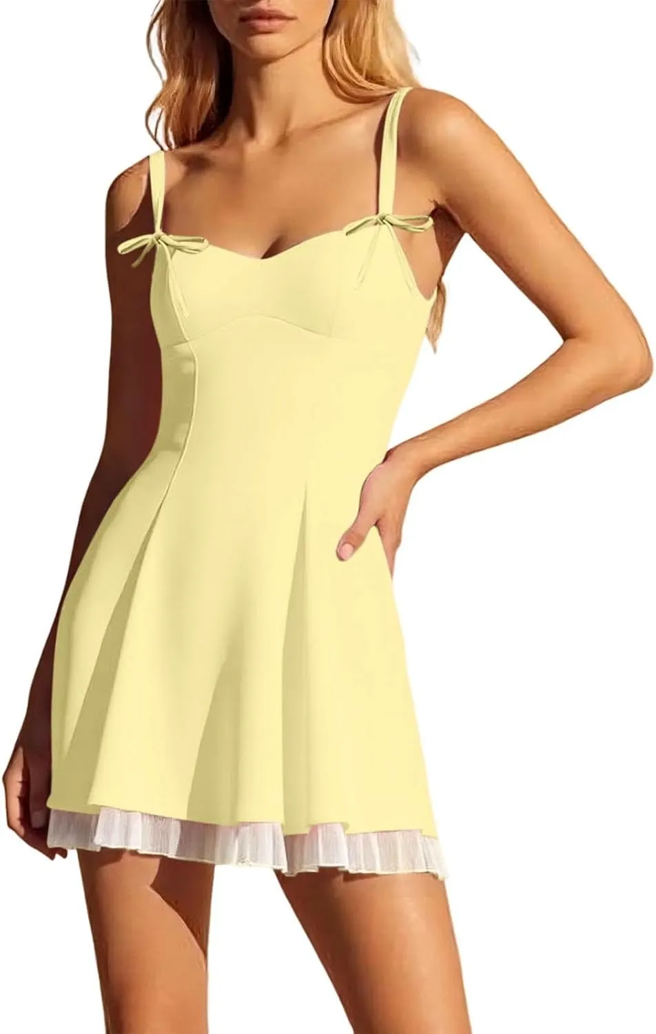 Sundresses for Teen Girls Comfy Summer Backless Adjustable Spaghetti Straps A Line Linen Mini Dress Homecoming Sun Dress