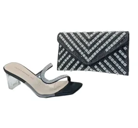 Taiyu Endless Love Embellished Clear Heel Mule and Envelop Clutch Bag Set