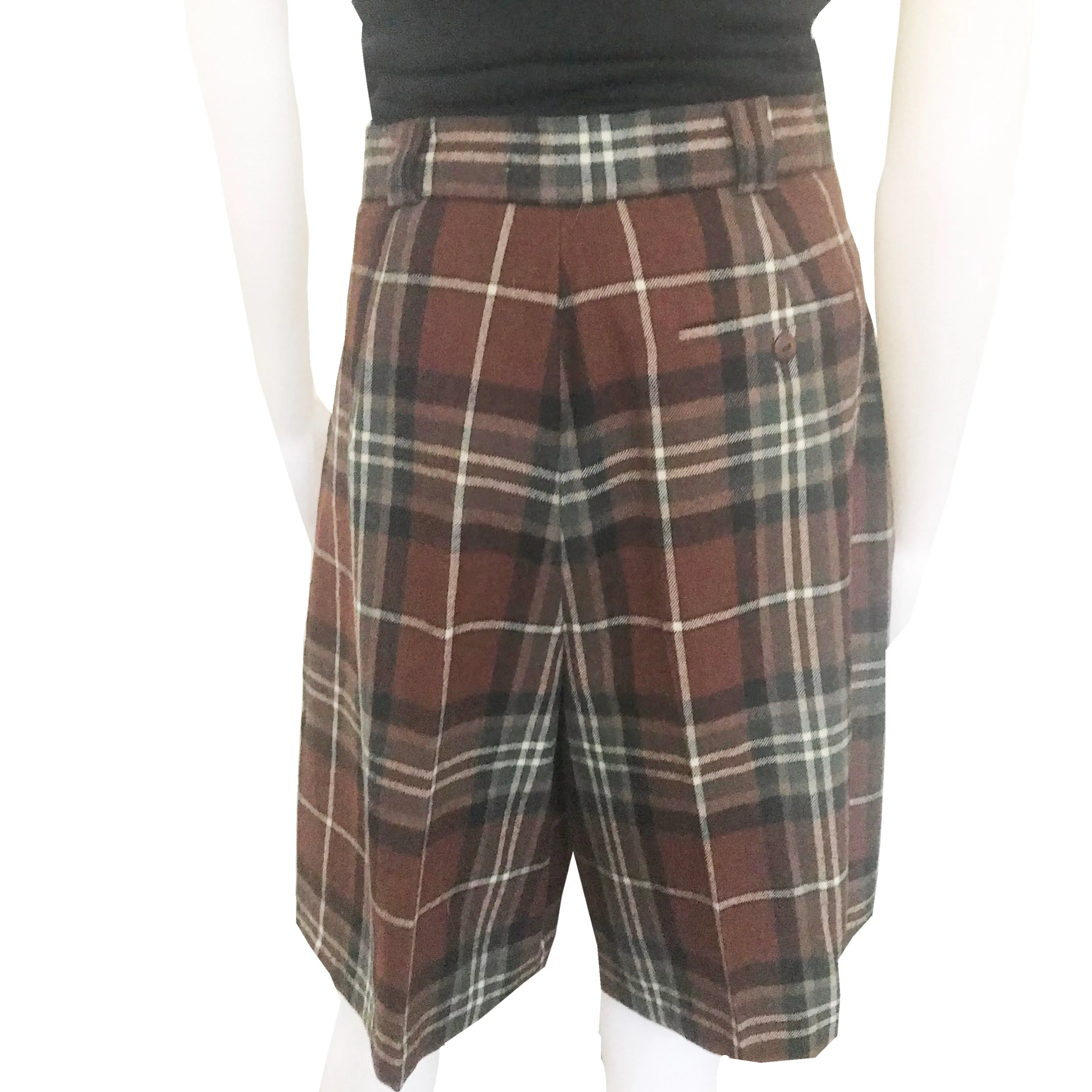 Vintage 1980s J. London Plaid Wool Bermuda Shorts