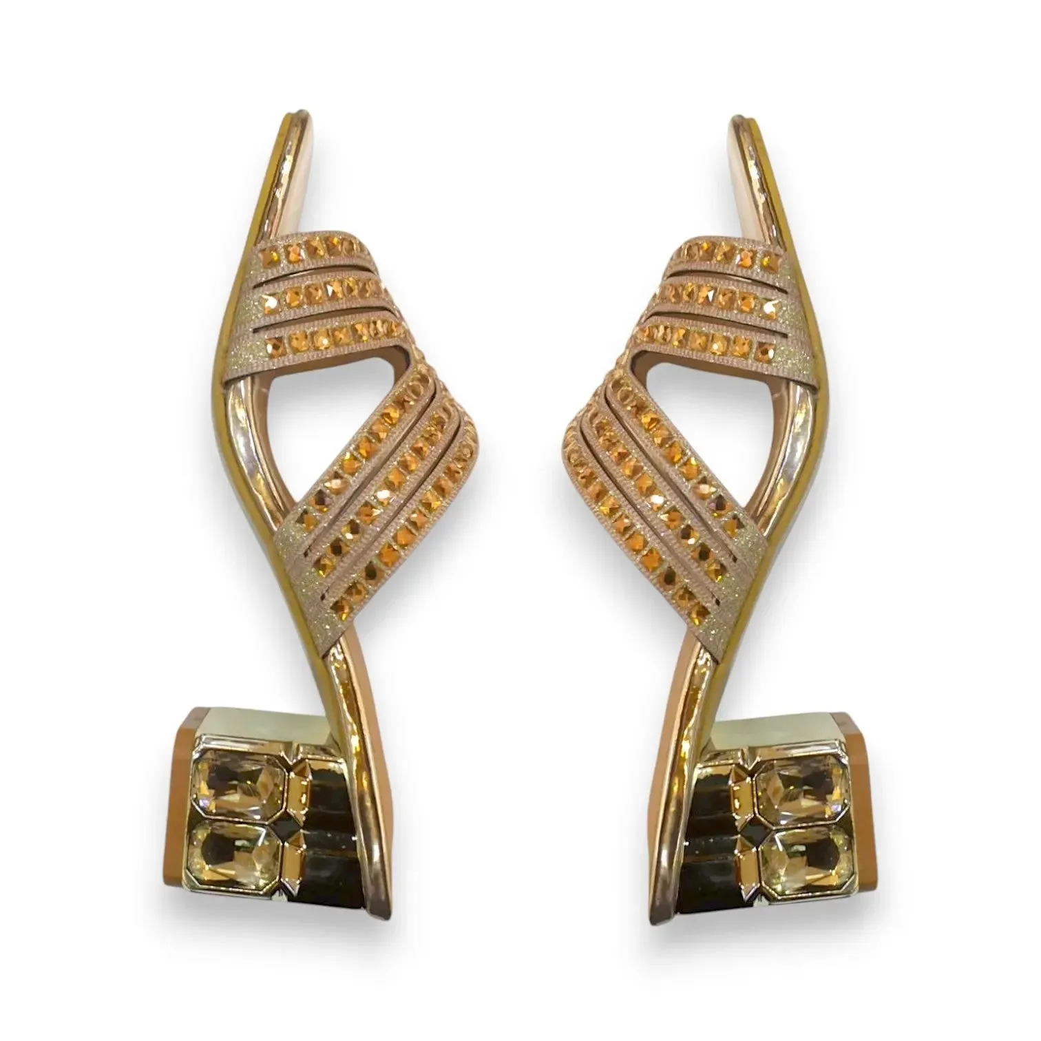 Women Rhinestone Block Heel Sandal