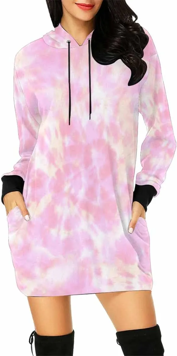 Women Sweatshirt Orange Tiled Texture Womens Sweatshirt Dress Long Sleeve Hoodies Mini Dresses Fleece Casual Hoodie