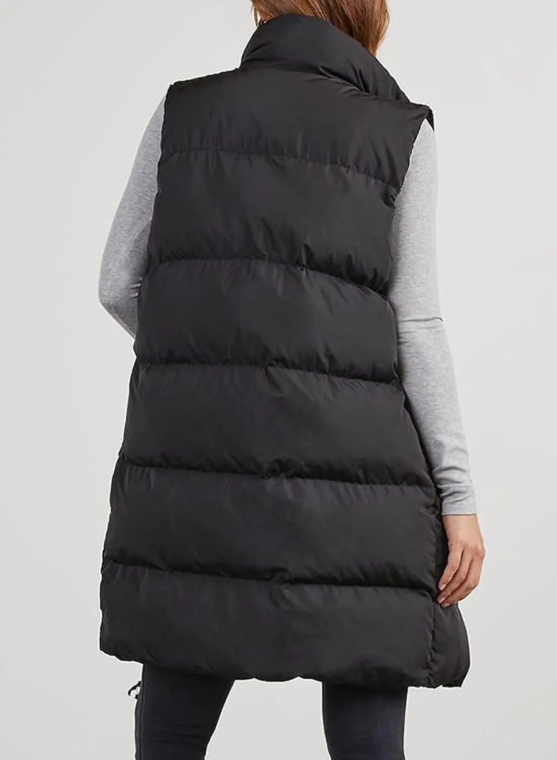 Womens Puffer Vest Casual Hooded Sleeveless Zip Up Long Jacket Lightweight Quilted Jackets Down Coat Winter Clothes