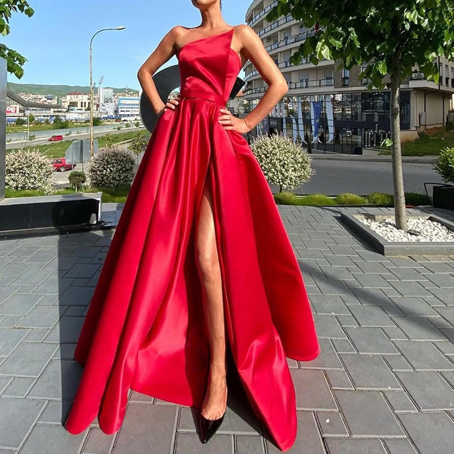 Womens Summer Dress Sexy Formal Wedding Guest Dress Oversized Sleeveless High Waist Maxi Dress Sparkly Princess Gown