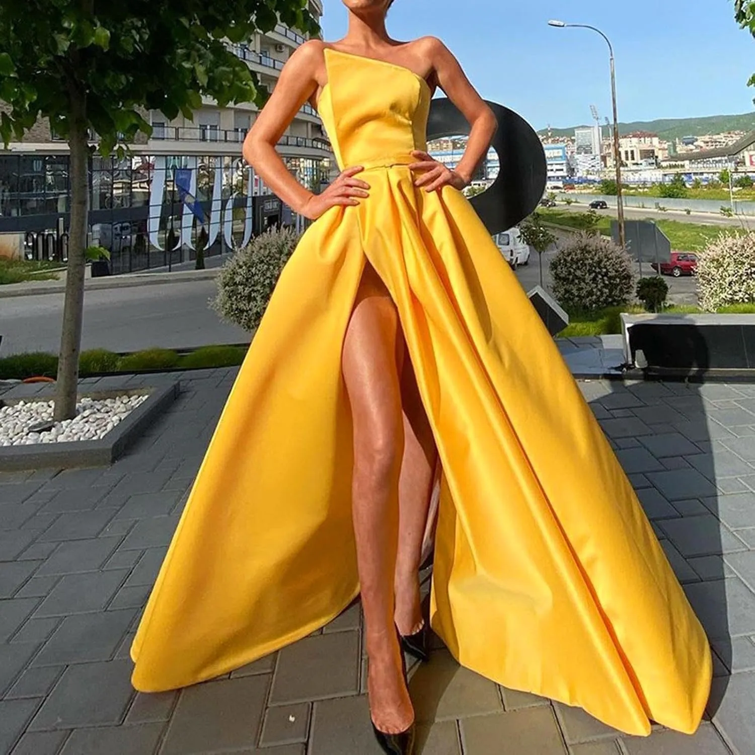 Womens Summer Dress Sexy Formal Wedding Guest Dress Oversized Sleeveless High Waist Maxi Dress Sparkly Princess Gown