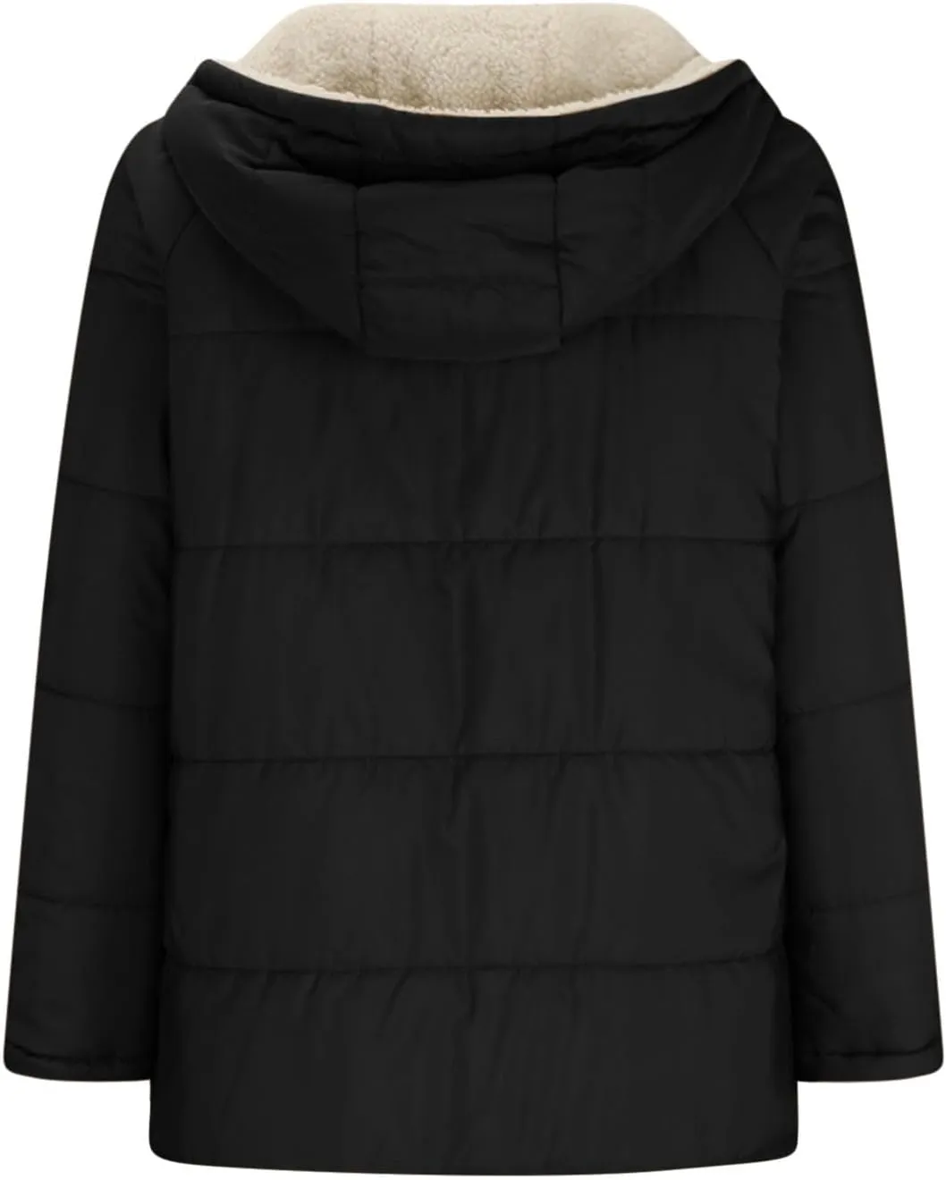 Women's Winter Thicken Coats Sherpa Fleece Lined Jacket Zip Up Insulated Casual Solid Cropped Puffer Jacket