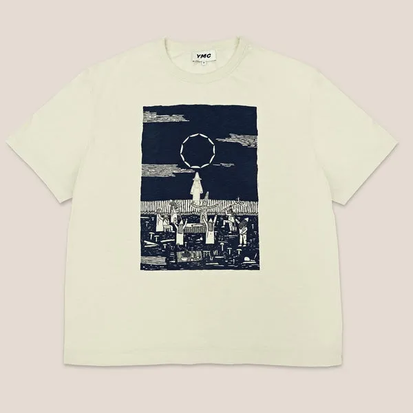 YMC Triple T-Shirt Ascension Print - Ecru